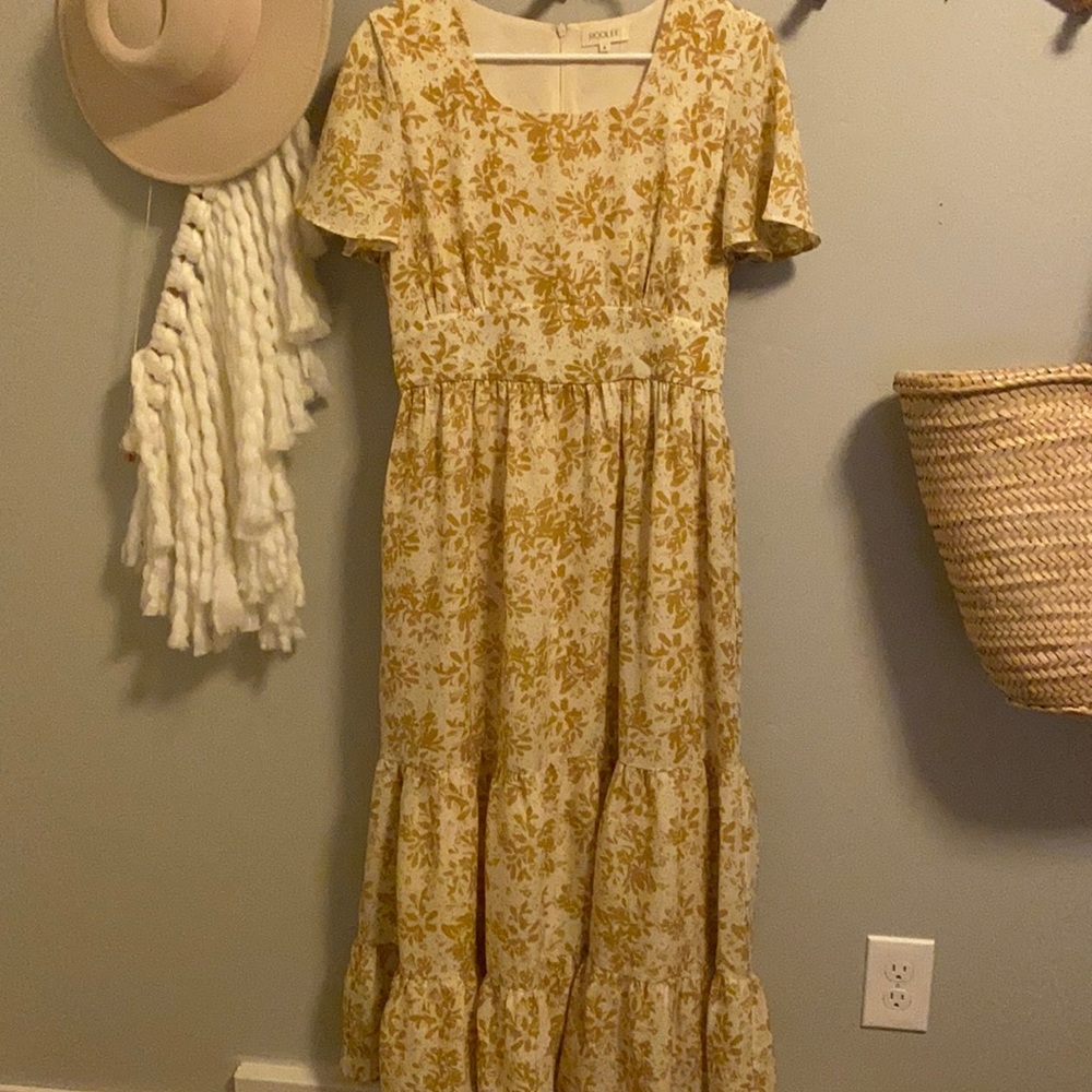 Roolee Yellow Floral Maxi Dress Size S